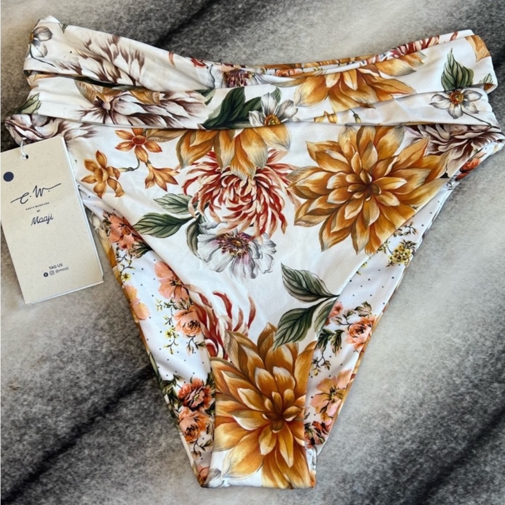 Maaji Cottage Garden Joile Reversible High Rise Leg Swim Bikini Bottoms